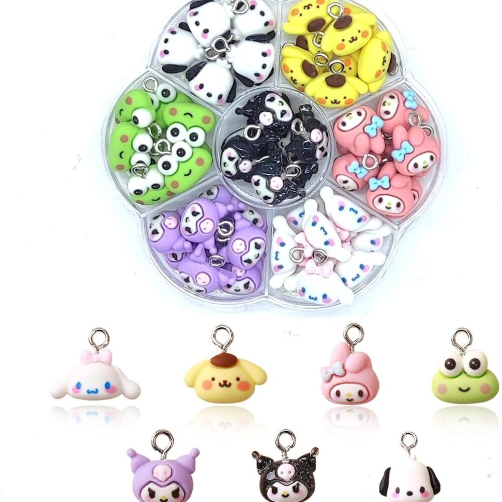 42PCS Cute Cartoon Resin Charms for Jewelry Making Bulk, 3D Mini Pendant Animal